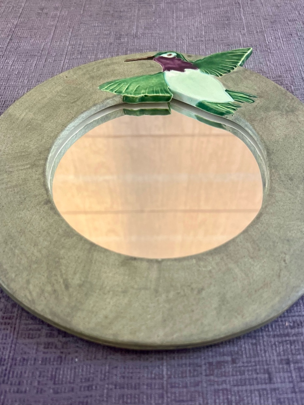 Vintage Mudpie Designs Taos NM Ceramic Hummingbird Mirror 3D Wall Plaque